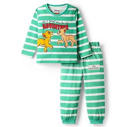 Babyhug Disney Single Jersey Full Sleeves Night Suit Set with Lion King Graphics - Light Green