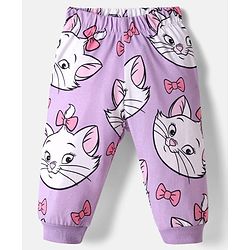 Babyhug Disney Single Jersey Knit Full Sleeves Co-ords Night Suit With Marie Print - Lavender