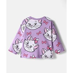 Babyhug Disney Single Jersey Knit Full Sleeves Co-ords Night Suit With Marie Print - Lavender
