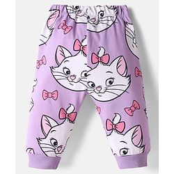 Babyhug Disney Single Jersey Knit Full Sleeves Co-ords Night Suit With Marie Print - Lavender