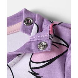 Babyhug Disney Single Jersey Knit Full Sleeves Co-ords Night Suit With Marie Print - Lavender