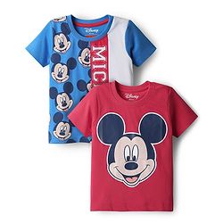 Babyhug Disney 100% Cotton Knit Half Sleeves T-Shirt With Micky Mouse Graphics Pack Of 2 - Multicolour