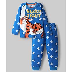 Babyhug Disney Single Jersey Knit Full Sleeves Night Suit with Tigger Graphics - Blue