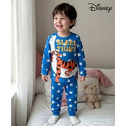 Babyhug Disney Single Jersey Knit Full Sleeves Night Suit with Tigger Graphics - Blue