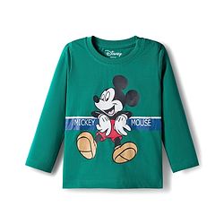 Babyhug Disney Single Jersey Knit Full Sleeves T-Shirt with Mickey Mouse & Friends Graphic Pack of 3 - Brown Green & Navy Blue