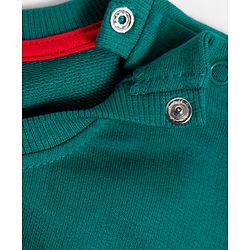 Babyhug Cotton Knit Full Sleeves Sweatshirt With Christmas Print & Kangaroo Pockets - Green
