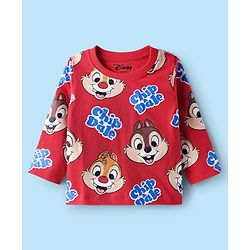 Babyhug Disney Single Jersey Knit Full Sleeves T-Shirt with Chip N Dale Graphics Pack of 3 - Red Navy Blue & Cream