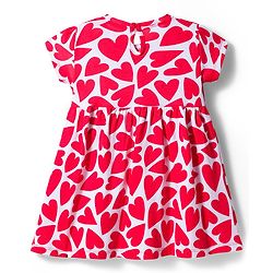 Babyhug Single Jersey Knit Half Sleeves Heart & Polka Dot Printed Frocks With Bow Applique Pack of 2 - Navy Blue & White