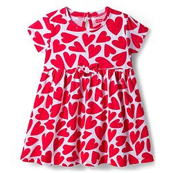 Babyhug Single Jersey Knit Half Sleeves Heart & Polka Dot Printed Frocks With Bow Applique Pack of 2 - Navy Blue & White