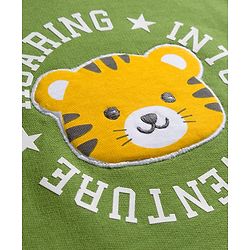 Babyhug Cotton Knit Full Raglan Sleeves Sweatshirt With Animal & Text Print - Green