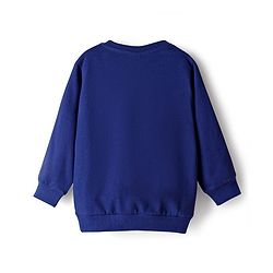 Babyhug Cotton Knit Full Sleeves Sweatshirt With Text Print & Kangaroo Pocket - Navy Blue