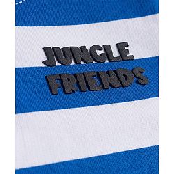 Babyhug Cotton Knit Full Sleeves Striped Sweatshirt With Animal Print & Embroidery - Blue