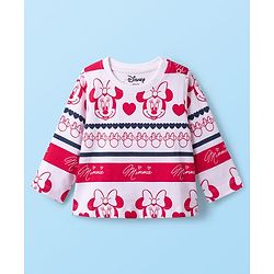 Babyhug Disney Single Jersey Knit Full Sleeves T-Shirt with Minnie Mouse Graphics Pack of 3 - Red Navy Blue & White