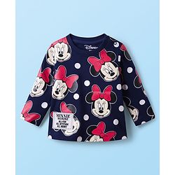 Babyhug Disney Single Jersey Knit Full Sleeves T-Shirt with Minnie Mouse Graphics Pack of 3 - Red Navy Blue & White