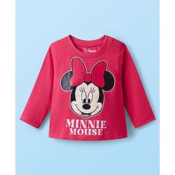 Babyhug Disney Single Jersey Knit Full Sleeves T-Shirt with Minnie Mouse Graphics Pack of 3 - Red Navy Blue & White