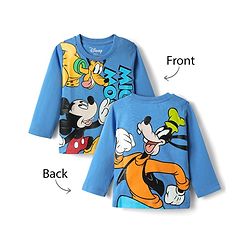Babyhug Disney Single Jersey Knit Full Sleeves T-Shirts with Front & Back Mickey & Friends Graphics - Blue