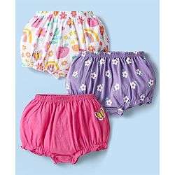 Babyhug 100% Cotton Sleeveless Antibacterial Slips With Polka Dots & Floral Print Pack Of 3 - Multi Colour main image 1
