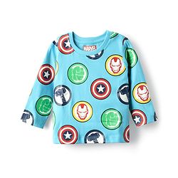 Babyhug Marvel Single Jersey Knit Full Sleeves T-Shirt with Avengers Graphic Pack of 3 - Light Blue White & Orange
