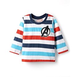 Babyhug Marvel Single Jersey Knit Full Sleeves T-Shirt with Avengers Graphic Pack of 3 - Light Blue White & Orange