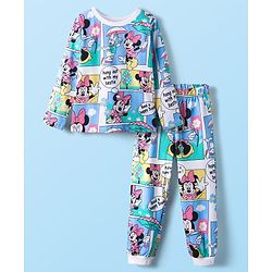 Babyhug Disney 100% Cotton Full Sleeves Co-Ord Night Suit With Minnie Mouse Print - Multi Colour
