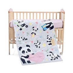 Babyhug Cotton Quilt Panda Print - Grey | Soft and Comfortable| Breathable Fabric| New Born Gifting Option| Light Weight and Foldable| Travel Friendly| Machine Washable