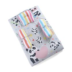 Babyhug 100% Cotton Bedding Set Panda Theme - Grey| Soft Breathable Cotton Fabric| U Shaped Pillow, Bolsters, Mattress| Washable