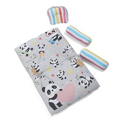 Babyhug 100% Cotton Bedding Set Panda Theme - Grey| Soft Breathable Cotton Fabric| U Shaped Pillow, Bolsters, Mattress| Washable
