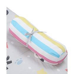 Babyhug 100% Cotton Bedding Set Panda Theme - Grey| Soft Breathable Cotton Fabric| U Shaped Pillow, Bolsters, Mattress| Washable