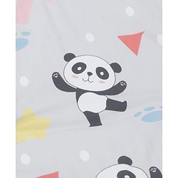 Babyhug 100% Cotton Bedding Set Panda Theme - Grey| Soft Breathable Cotton Fabric| U Shaped Pillow, Bolsters, Mattress| Washable
