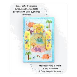 Babyhug 100% Cotton Bedding Set Panda Theme - Grey| Soft Breathable Cotton Fabric| U Shaped Pillow, Bolsters, Mattress| Washable