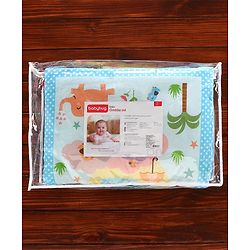 Babyhug 100% Cotton Bedding Set Panda Theme - Grey| Soft Breathable Cotton Fabric| U Shaped Pillow, Bolsters, Mattress| Washable