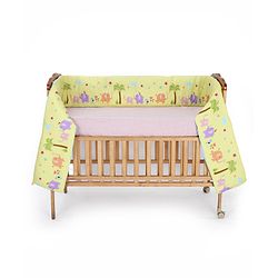 Babyhug 100% Cotton Cot Bumper Panda Print Regular - Grey (Cot not Included)| Protective Padding| Soft & Cozy| Washable| Easy to Assemble| Compact Folding & Storage| Prevents Bumping into Sides
