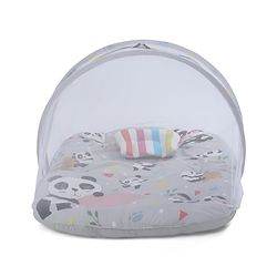 Babyhug Cotton Mosquito Net With Mattress Panda Print - Grey| Soft and Comfortable| Easy Access| Foldable & Travel Friendly| New Born Gifting Option| Use on Floor Cribs Cots or Cradle
