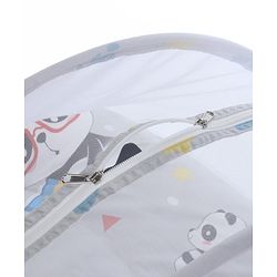 Babyhug Cotton Mosquito Net With Mattress Panda Print - Grey| Soft and Comfortable| Easy Access| Foldable & Travel Friendly| New Born Gifting Option| Use on Floor Cribs Cots or Cradle