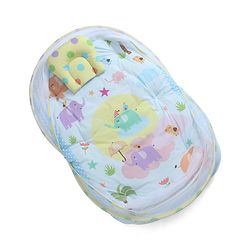 Babyhug Cotton Mosquito Net With Mattress Panda Print - Grey| Soft and Comfortable| Easy Access| Foldable & Travel Friendly| New Born Gifting Option| Use on Floor Cribs Cots or Cradle