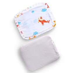 Babyhug Head Shaping Mustard Seed Pillow Aeroplane Print - White| 1 Kg Natural Rai| Cotton Removable Cover| Natural Warming Property|Prevents Cold & Flat Head Syndrome| NewBorn Neck & Shoulder Support