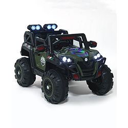 Babyhug Thunder 4X4 Battery Operated Ride On Jumbo Jeep With Music and Lights -Olive Green