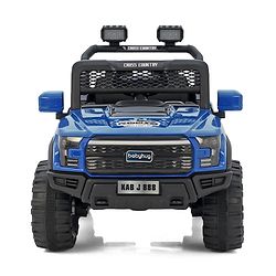 Babyhug 4x4 Battery Operated Ride on Jeep with Music & LED Lights - Blue| Rechargeable Battery| Openable Doors| Built-in Music & AUX| Remote Control| Easy to Assemble|Forward & Reverse