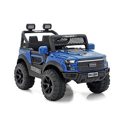 Babyhug 4x4 Battery Operated Ride on Jeep with Music & LED Lights - Blue| Rechargeable Battery| Openable Doors| Built-in Music & AUX| Remote Control| Easy to Assemble|Forward & Reverse
