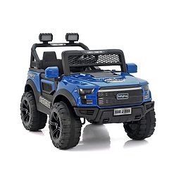 Babyhug 4x4 Battery Operated Ride on Jeep with Music & LED Lights - Blue| Rechargeable Battery| Openable Doors| Built-in Music & AUX| Remote Control| Easy to Assemble|Forward & Reverse