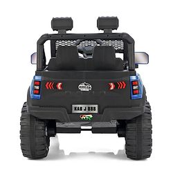 Babyhug 4x4 Battery Operated Ride on Jeep with Music & LED Lights - Blue| Rechargeable Battery| Openable Doors| Built-in Music & AUX| Remote Control| Easy to Assemble|Forward & Reverse