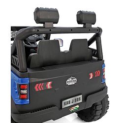 Babyhug 4x4 Battery Operated Ride on Jeep with Music & LED Lights - Blue| Rechargeable Battery| Openable Doors| Built-in Music & AUX| Remote Control| Easy to Assemble|Forward & Reverse
