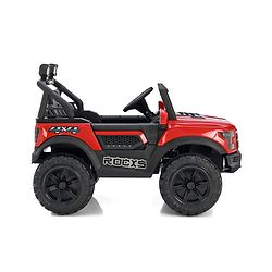 Babyhug 4x4 Battery Operated Ride on Jeep with Music & LED Lights - Red| Rechargeable Battery| Openable Doors| Built-in Music & AUX| Remote Control| Easy to Assemble|Forward & Reverse
