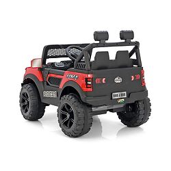 Babyhug 4x4 Battery Operated Ride on Jeep with Music & LED Lights - Red| Rechargeable Battery| Openable Doors| Built-in Music & AUX| Remote Control| Easy to Assemble|Forward & Reverse
