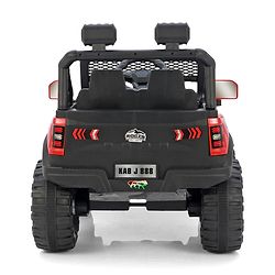 Babyhug 4x4 Battery Operated Ride on Jeep with Music & LED Lights - Blue| Rechargeable Battery| Openable Doors| Built-in Music & AUX| Remote Control| Easy to Assemble|Forward & Reverse