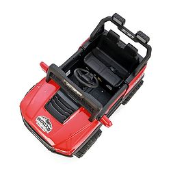 Babyhug 4x4 Battery Operated Ride on Jeep with Music & LED Lights - Red| Rechargeable Battery| Openable Doors| Built-in Music & AUX| Remote Control| Easy to Assemble|Forward & Reverse