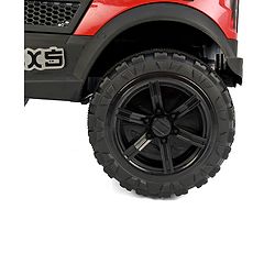 Babyhug 4x4 Battery Operated Ride on Jeep with Music & LED Lights - Red| Rechargeable Battery| Openable Doors| Built-in Music & AUX| Remote Control| Easy to Assemble|Forward & Reverse