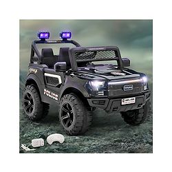 Babyhug 4x4 Battery Operated Ride on Jeep with Music & LED Lights - Black| Rechargeable Battery| Openable Doors| Built-in Music & AUX| Remote Control| Easy to Assemble| Forward & Reverse