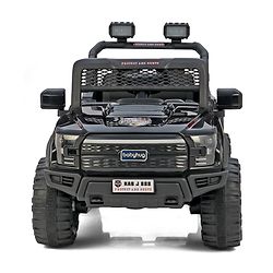 Babyhug 4x4 Battery Operated Ride on Jeep with Music & LED Lights - Black| Rechargeable Battery| Openable Doors| Built-in Music & AUX| Remote Control| Easy to Assemble| Forward & Reverse