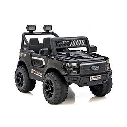 Babyhug 4x4 Battery Operated Ride on Jeep with Music & LED Lights - Black| Rechargeable Battery| Openable Doors| Built-in Music & AUX| Remote Control| Easy to Assemble| Forward & Reverse